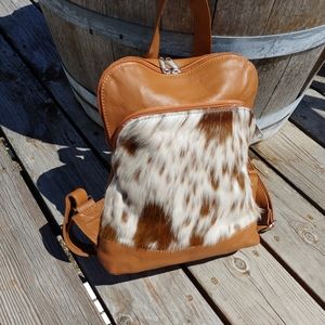 Genuine Cowhide & Leather Backpack Bag Western